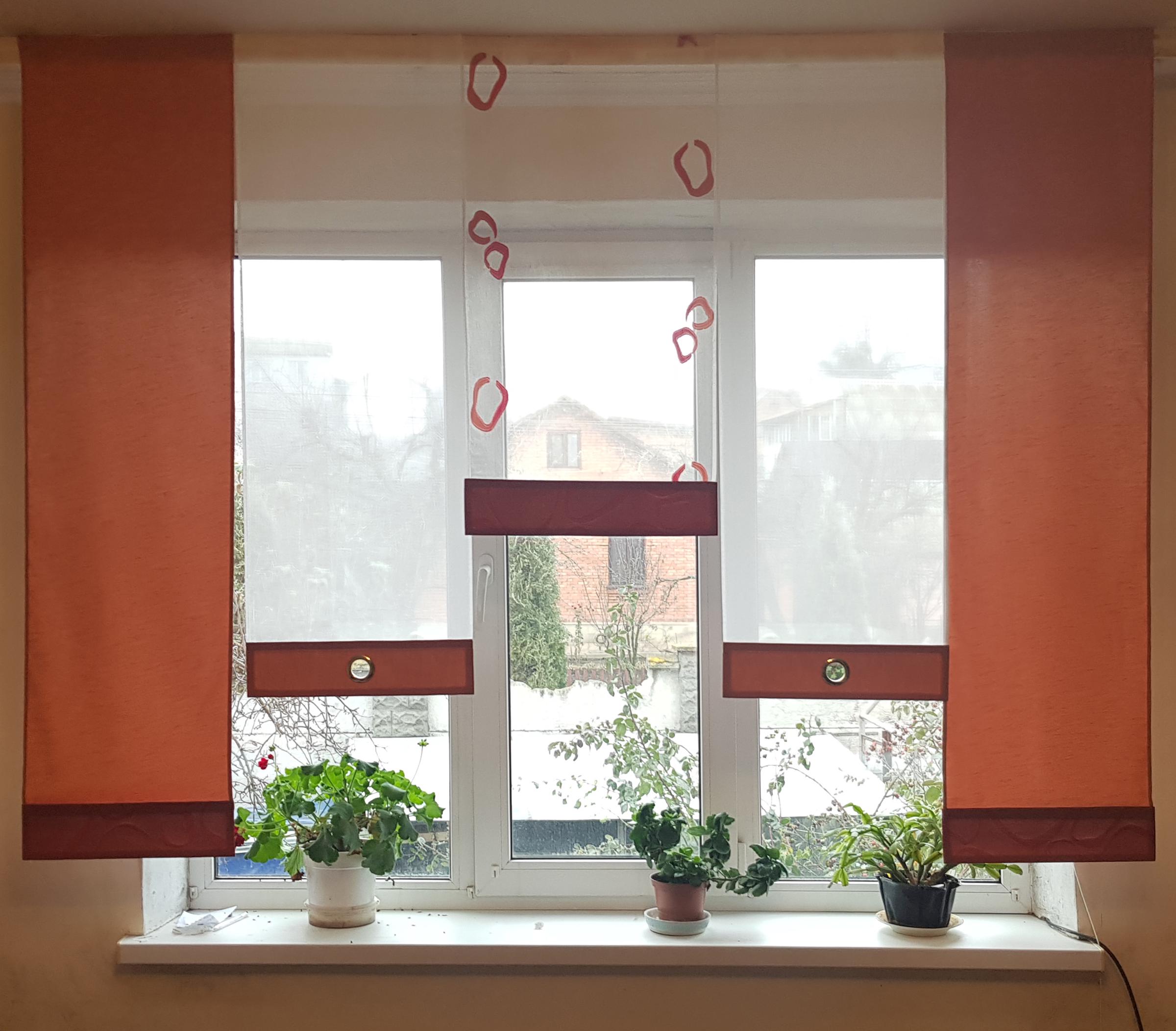 Комплект панельных занавесок Firanka Simple карниз 205 см 5 шт. Терракотовый (14_3п)