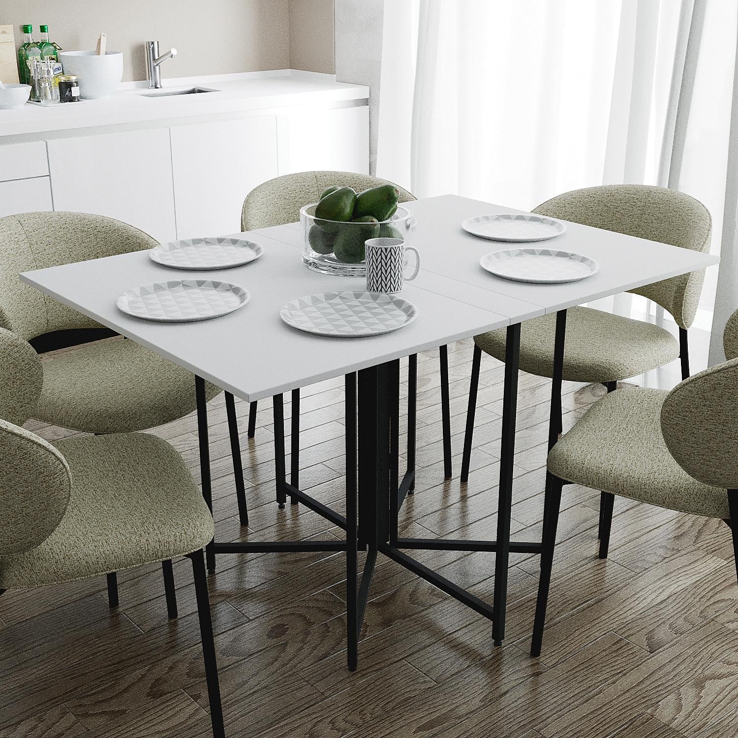 Розкладний стіл-трансформер книжка Моріс 3 Ferrum-decor 75x130x90 Чорний метал ДСП Білий 16 мм (FRD-107415)