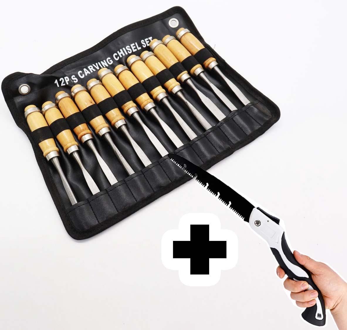 Набор стамесок для резьбы по дереву CCS 12 шт. для дерева и складная пила 280 мм по дереву с запасным полотном - фото 11