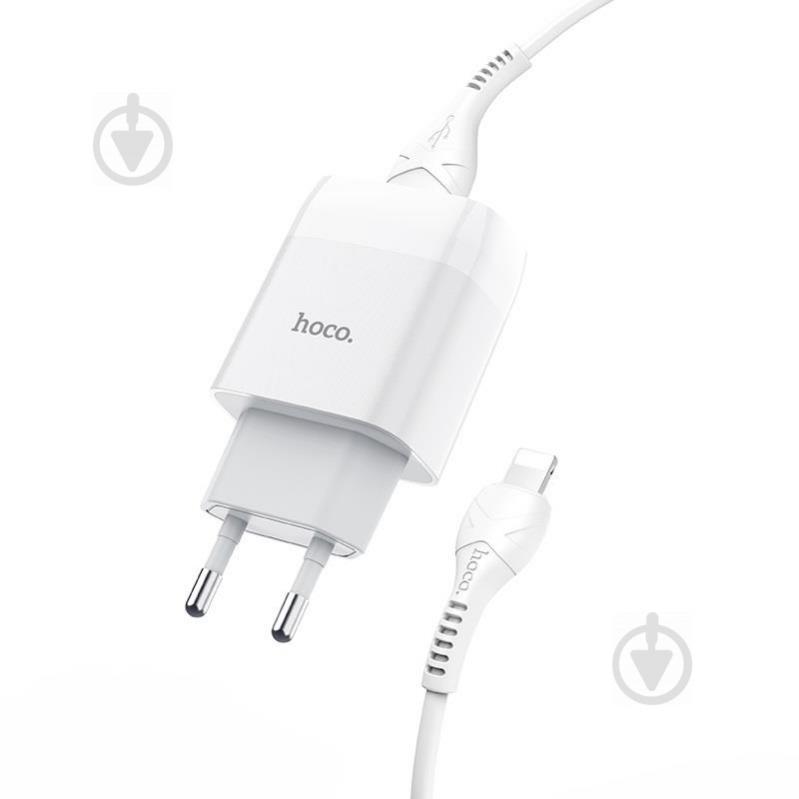 Зарядное устройство Hoco C73A Glorious (2USB, 2.4А) White (6931474713056) + кабель Lightning