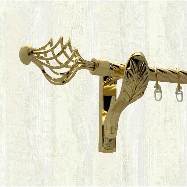 Карниз для штор Orvit Арезо крученая однорядный 25 мм ретро 240 см Золотой (000-6119)