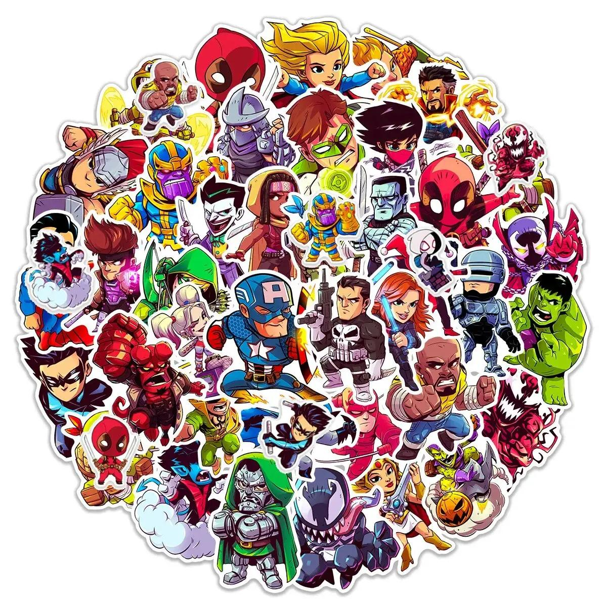Набор наклеек Супергерои для гаджета/телефона/авто 50 шт. (10088)