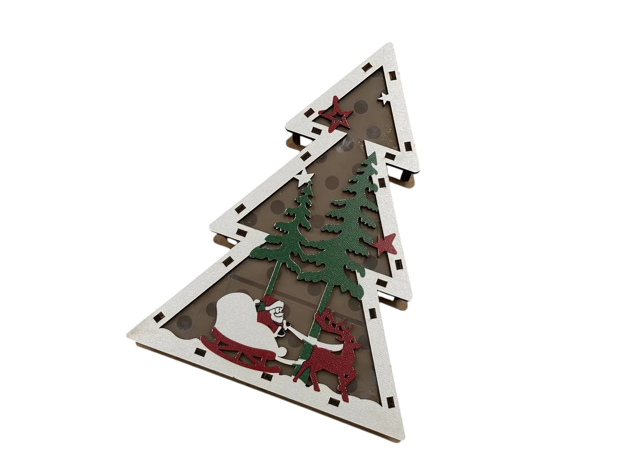 Игрушка елочная новогодняя Елка с подсветкой из фанеры 203х150х31 мм Разноцветный (NR-141)