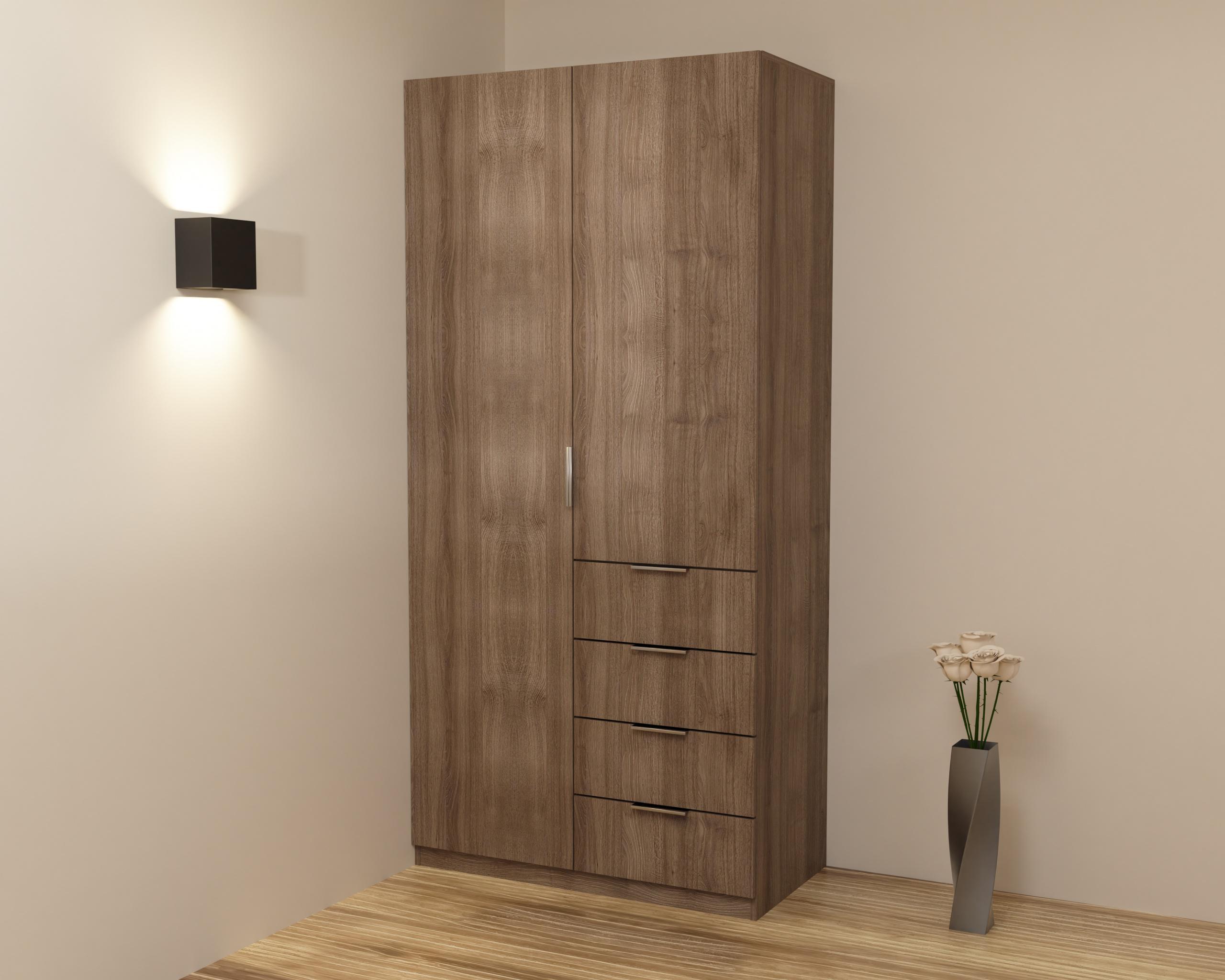 Шафа для одягу Крістал 1 1000х520х2100 мм Дуб Шамоні темний (133313)