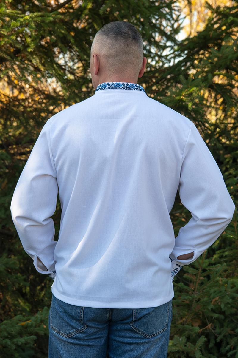 Вышиванка мужская из льна с сине-голубой вышивкой XL Белый (2426737186) - фото 6