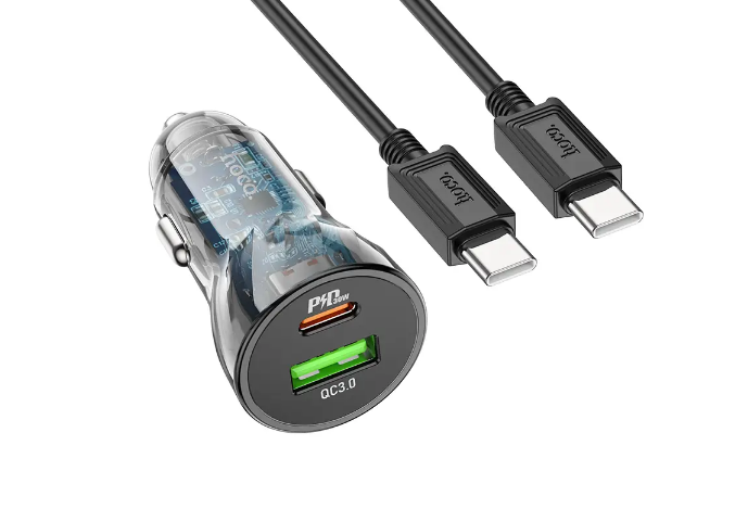 Автомобільний зарядний пристрій Dual Port Z47 Transparent/Black (11870377) Автомобільний зарядний пристрій Dual Port Z47 Transparent/Black (11870377)