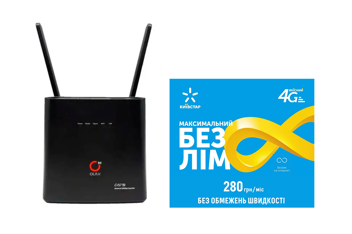 Роутер стаціонарний WI-FI 3G/4G LTE OLAX AX9 PRO 4000 мАг/Безлімітний стартовий пакет Київстар інтернет