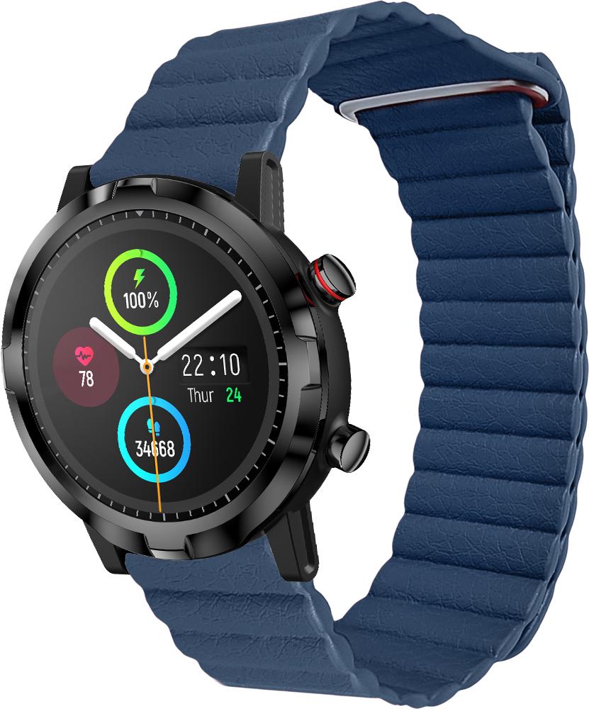 Ремешок кожаный Genis для Haylou Smart Watch RT LS05S Blue (26529-28)