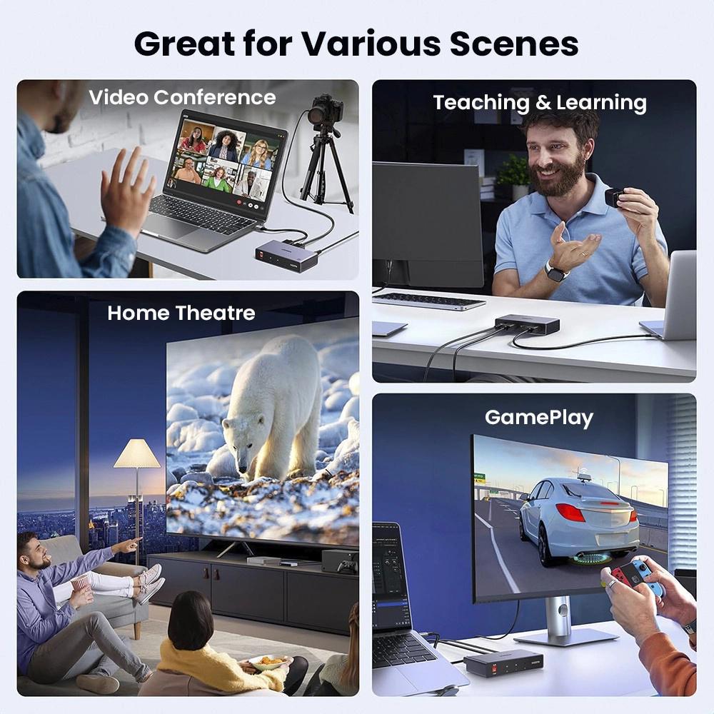 Розгалужувач HDMI Ugreen 4 входи 4K 60Hz з адаптером живлення (45765) - фото 7