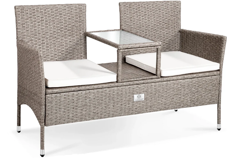 Скамейка KESSER ротанг 133x55x84 см Серый