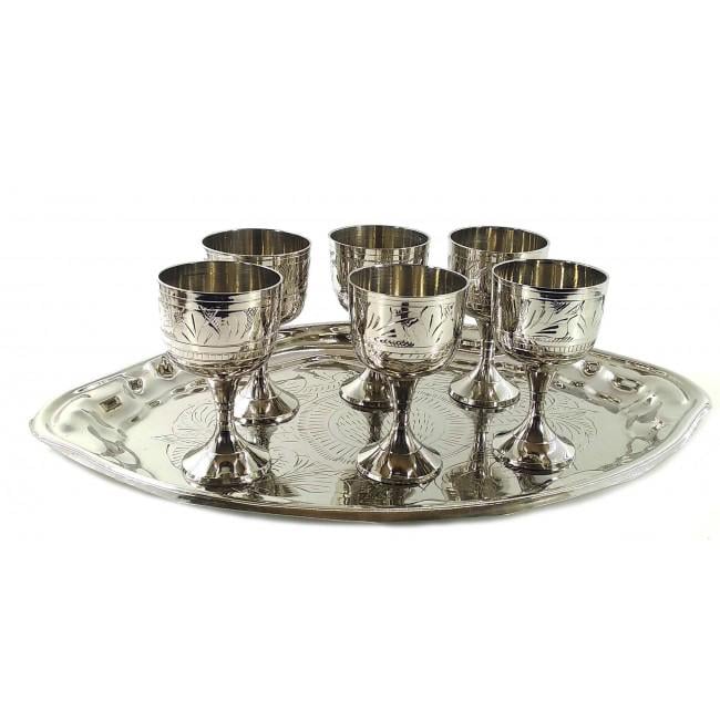 Набір чарок бронзових 50 мл h 8 см на підносі 30,5х20 см 6 шт. Хром (1839)