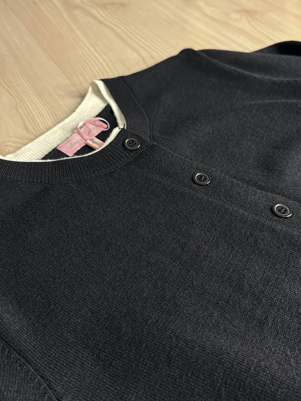 Кардиган жіночий Fancy Matinee 1527 на ґудзиках з контрастним коміром OS Чорний (5011) - фото 2 Кардиган жіночий Fancy Matinee 1527 на ґудзиках з контрастним коміром OS Чорний (5011) - фото 2