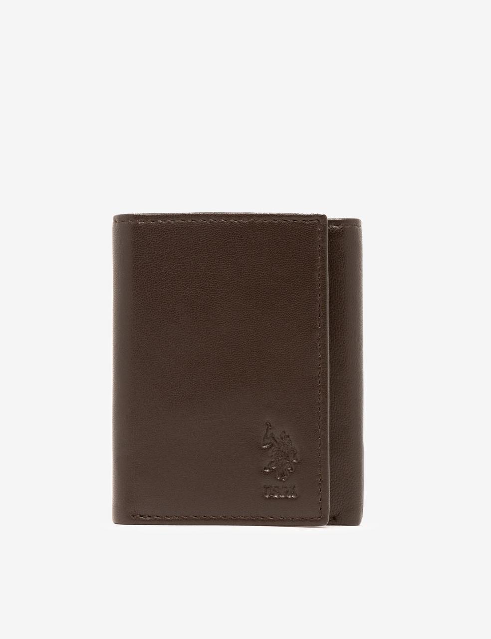 Портмоне шкіряне чоловіче U.S. Polo Assn Leather Trifold Wallet Коричневий (2151424520) - фото 1