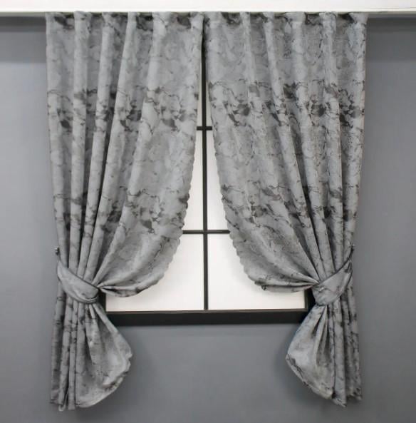 Комплект штор Мрамор Al3 жаккард 1,45х1,7 м 2 шт. Светло-серый/Венге (1597ш 35-0243ш)