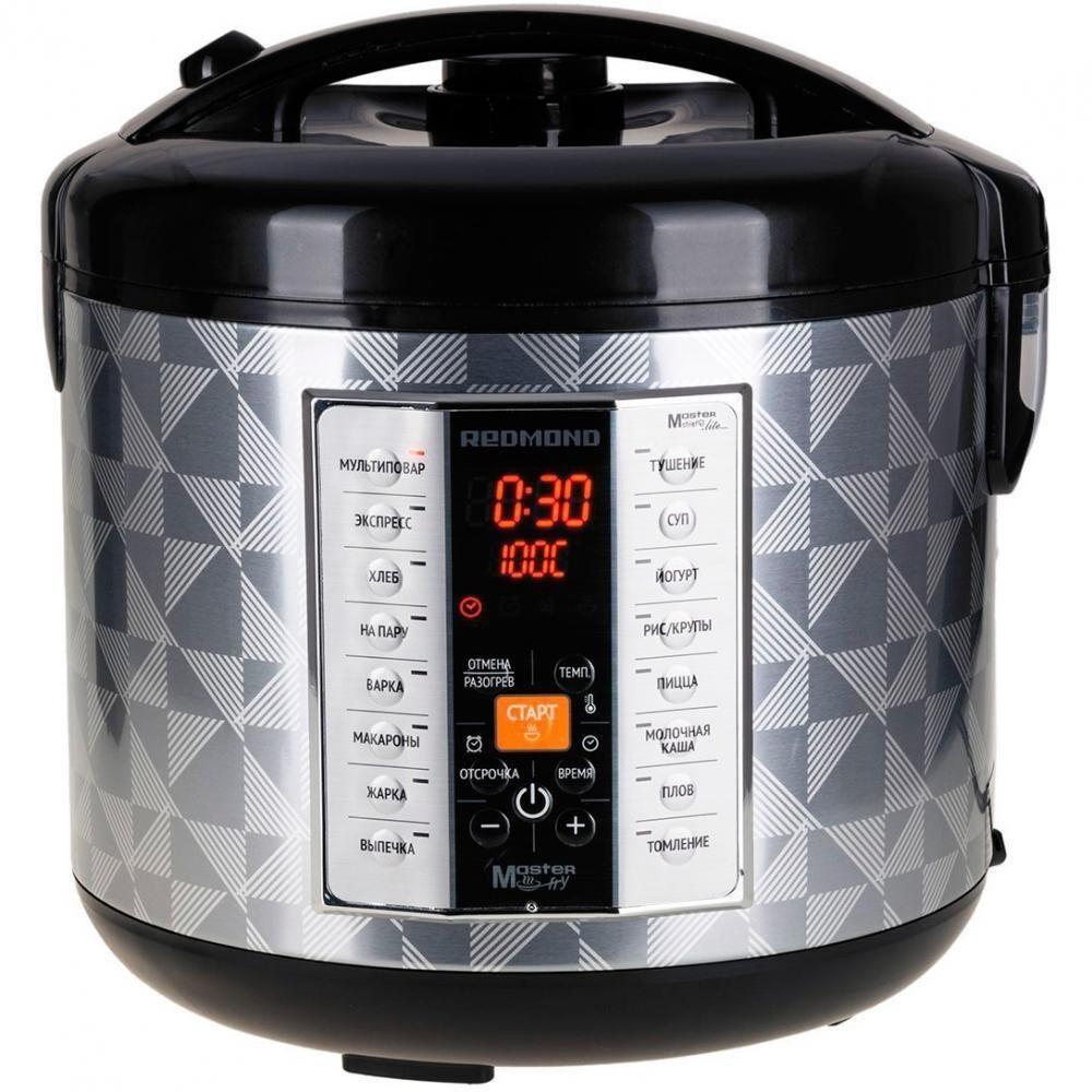 Мультиварка Redmond RMC-M26, Inox/Black, 830W, чаша 5л, дисплей, программ 16, антипригарное покрытие, электронное управление, книга рецептов, черпак