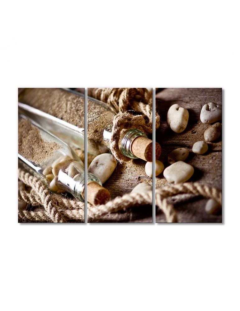 Картина модульная Песок в бутылках и камешки 3 модуля 120x180 см