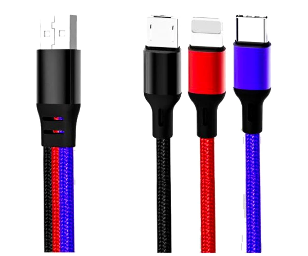 Кабель USB Xo NB143 3в1 USB-Lightning/MicroUSB/Type-C 3,5A 1,2 м Black