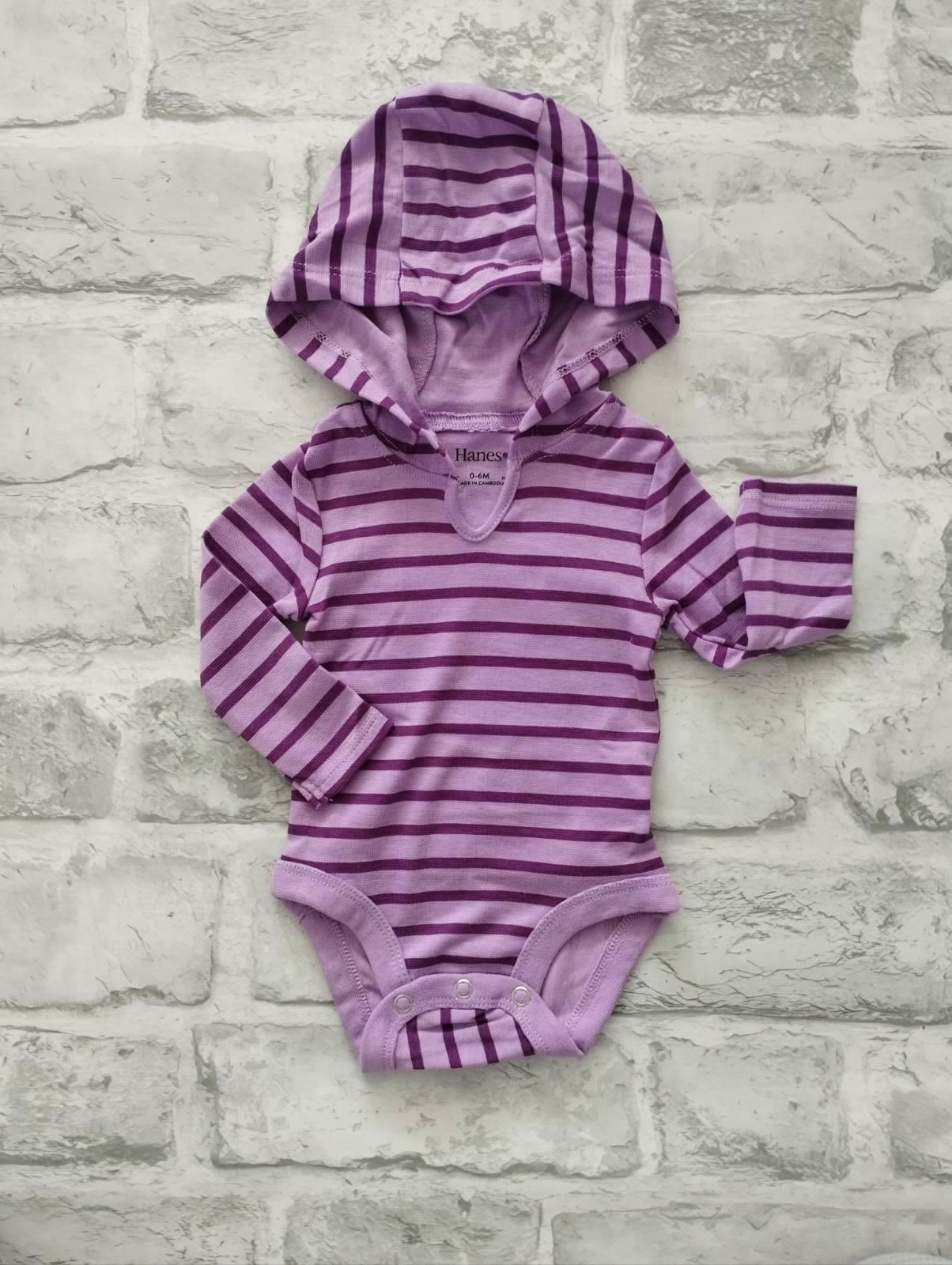 Боді для малюків Hanes у смужку 50 cм Бузковий (0044) Боді для малюків Hanes у смужку 50 cм Бузковий (0044)