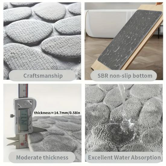 Набір килимків у ванну кімнату Камінці 2 шт. 80x50/40x50 Grey (128607) - фото 4