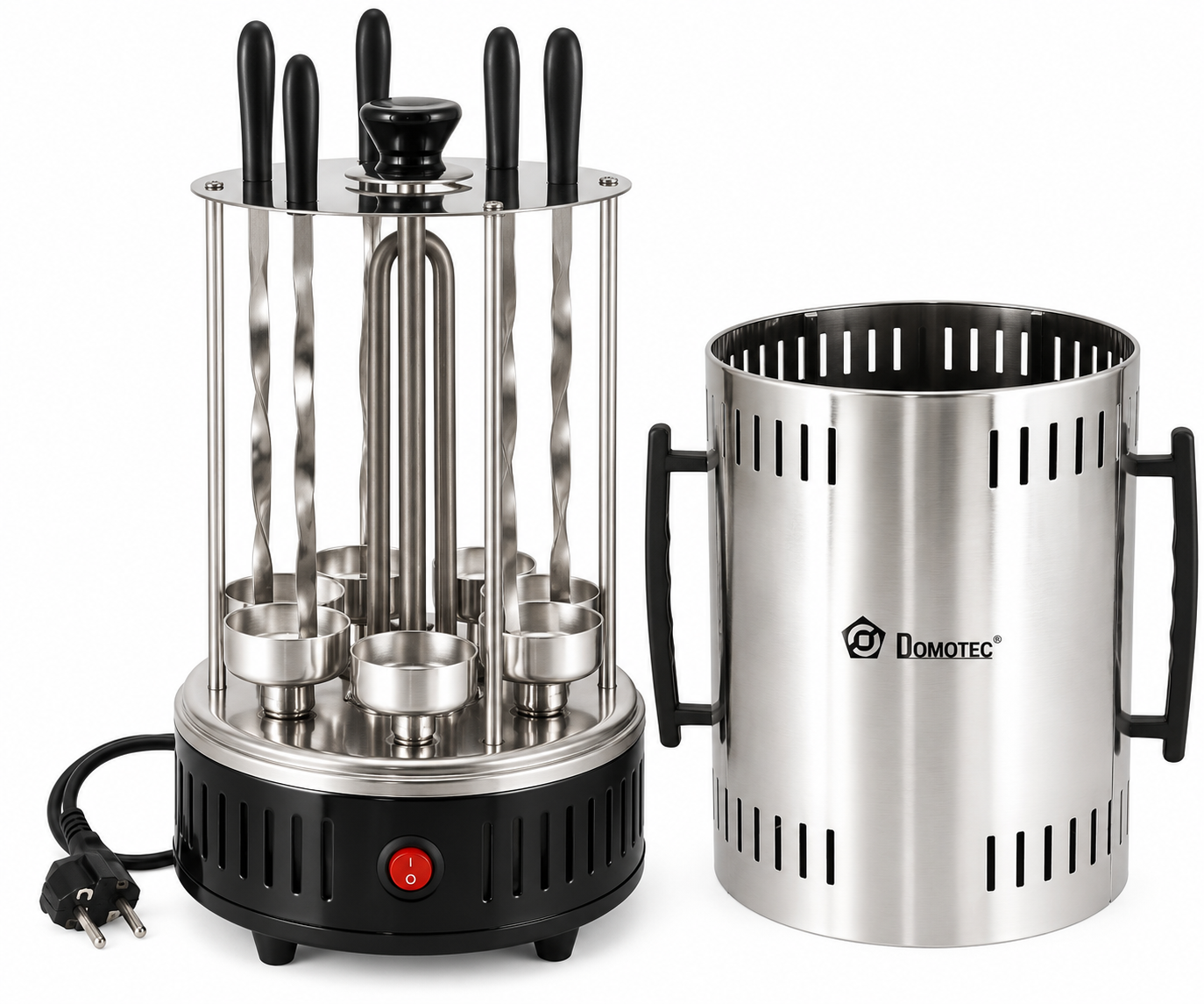 Электрошашлычница Domotec MS-7781 1000 Вт 6 шампуров стальной корпус Черный (ML-06790)
