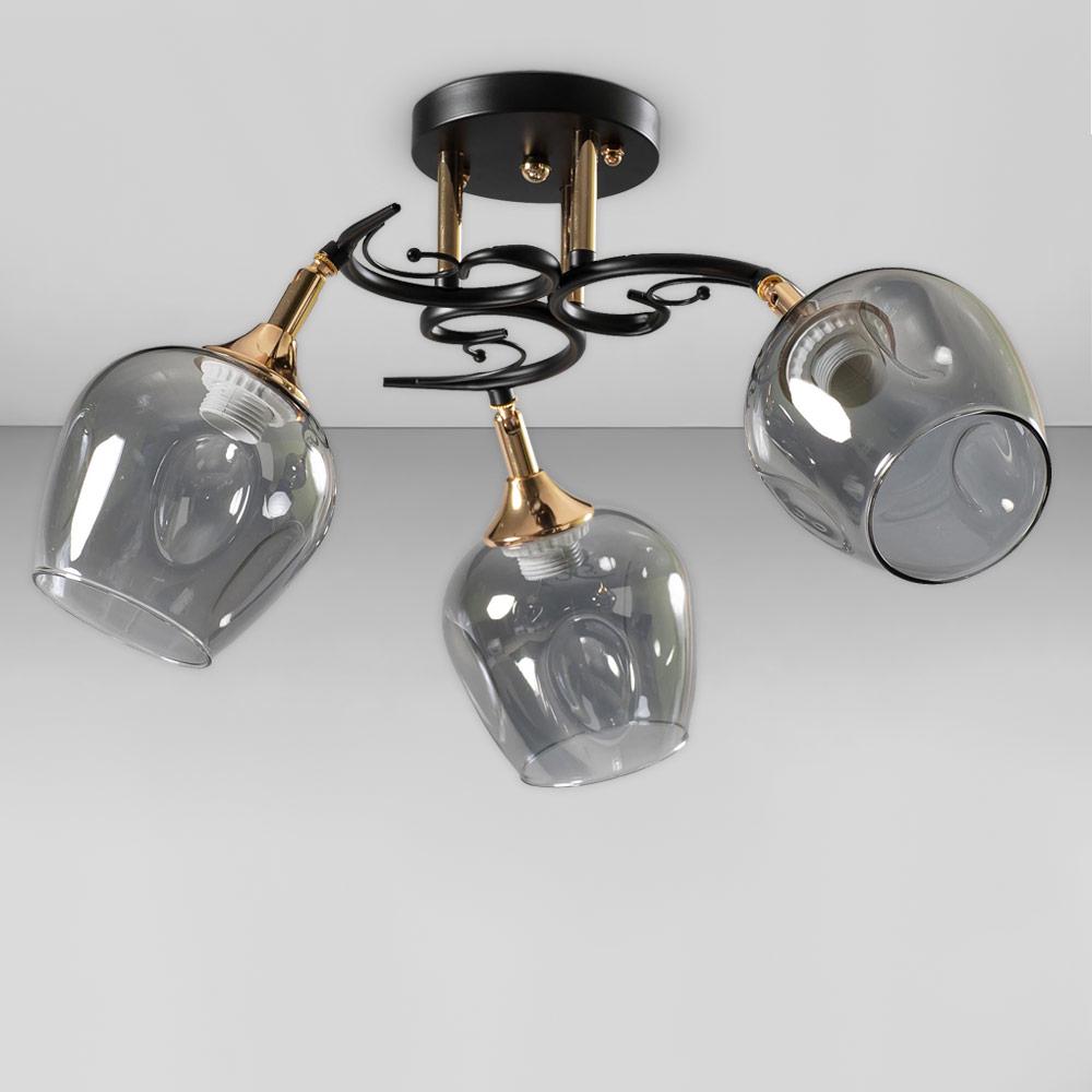 Люстра потолочная Light House SC-18739/3 BK/FG 50х50х26 мм Черный/Золотой/Дымчатый