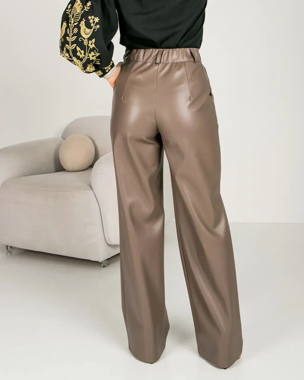 Брюки палаццо женские р. 52 Бежевый (338СИ) - фото 3