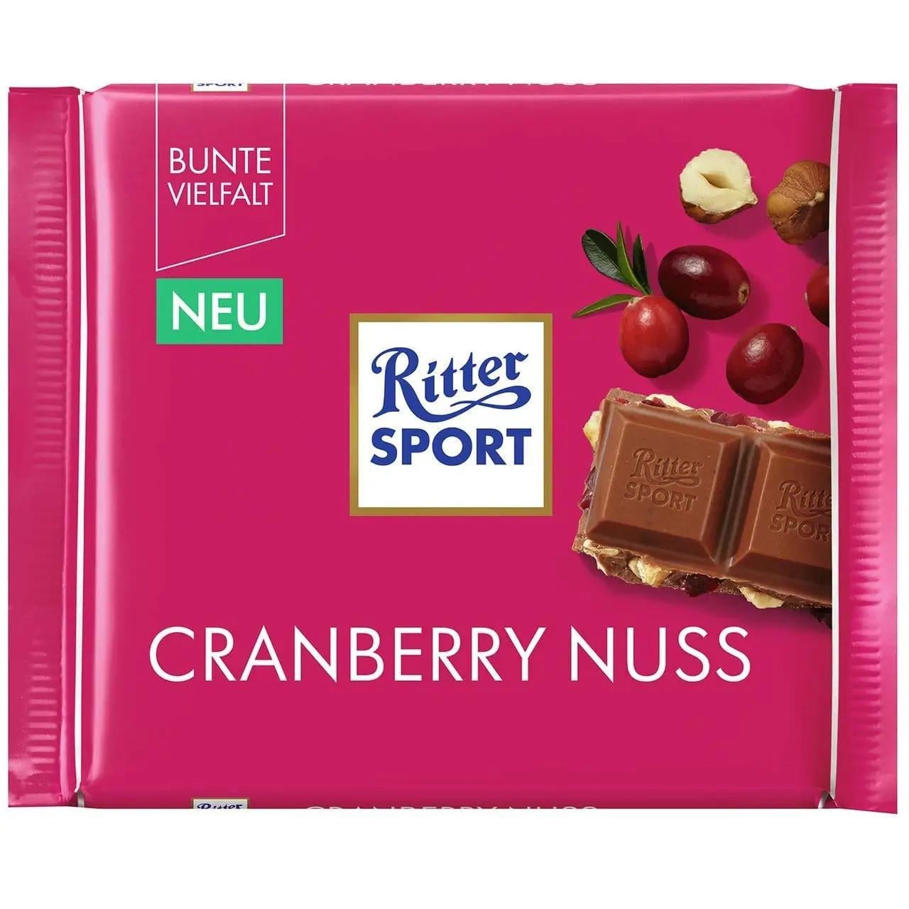 Шоколад молочный Ritter Sport Cranberry Nuss Клюква и Орехи 100 г (1875078826)