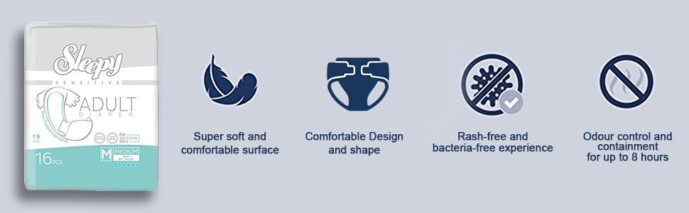 Подгузники для взрослых Sleepy Sensitive XL №30 120-160 см (000005912) - фото 4 Подгузники для взрослых Sleepy Sensitive XL №30 120-160 см (000005912) - фото 4