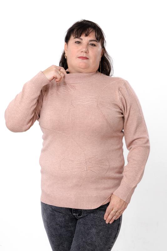 Джемпер утеплений жіночий однотонний з візерунком Носи Своє р. 54/56 Пудровий (18116) - фото 2 Джемпер утеплений жіночий однотонний з візерунком Носи Своє р. 54/56 Пудровий (18116) - фото 2