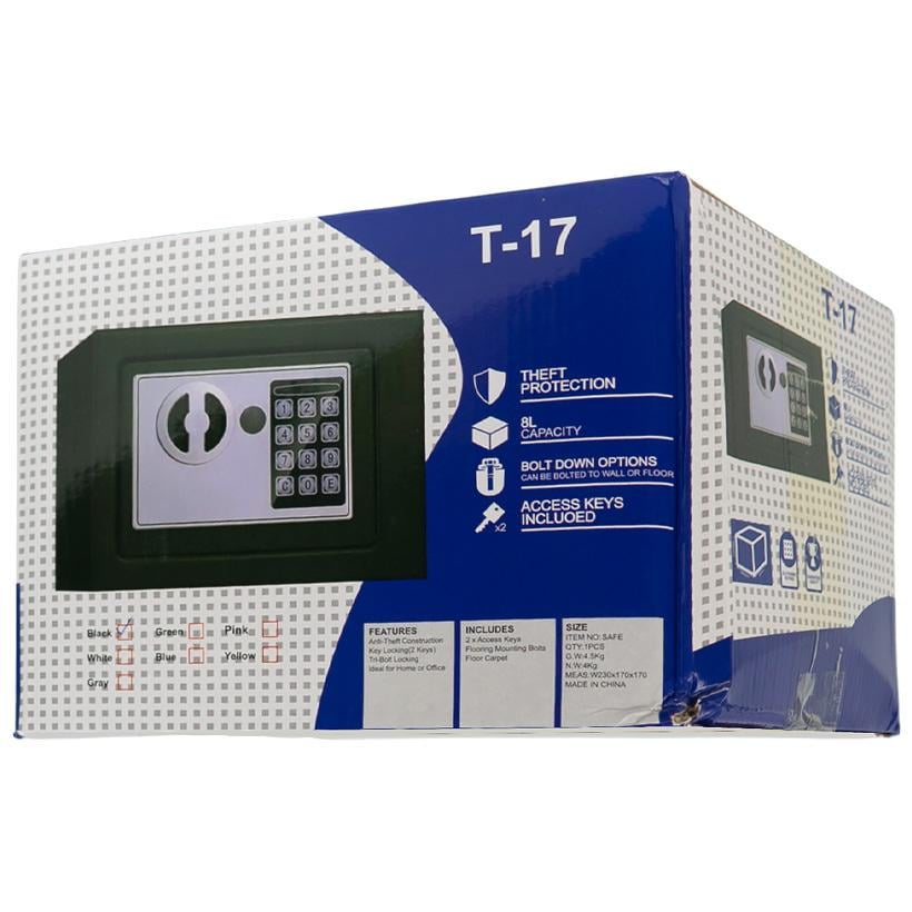 Сейф металлический с электронным кодовым и ключевым замком 28х17х17 см. (34175020)