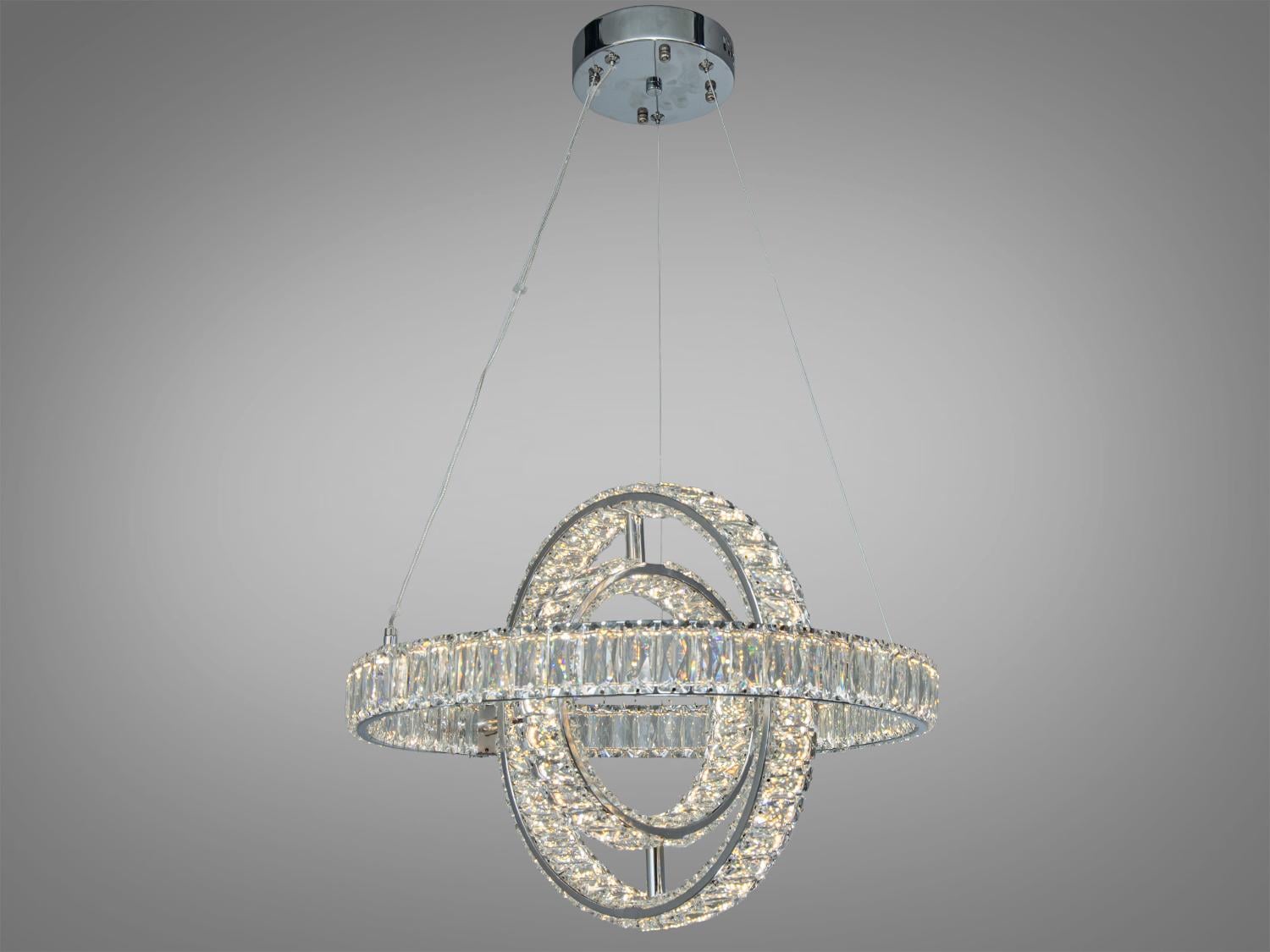 Люстра LED Diasha 3 кольца 125 W/пульт Хром (D8886/600CH)
