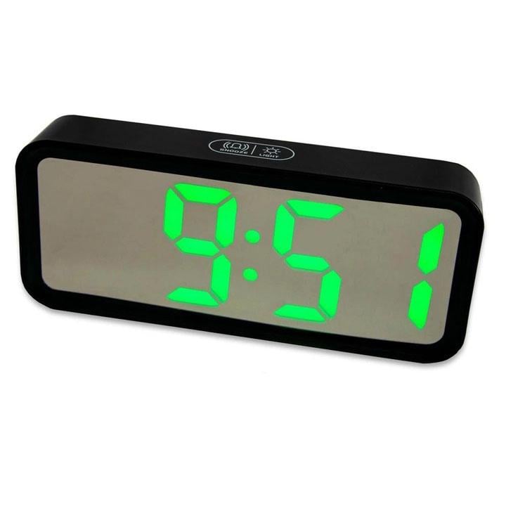 Часы настольные с будильником и USB зарядкой с зеленой подсветкой (DT-6508)