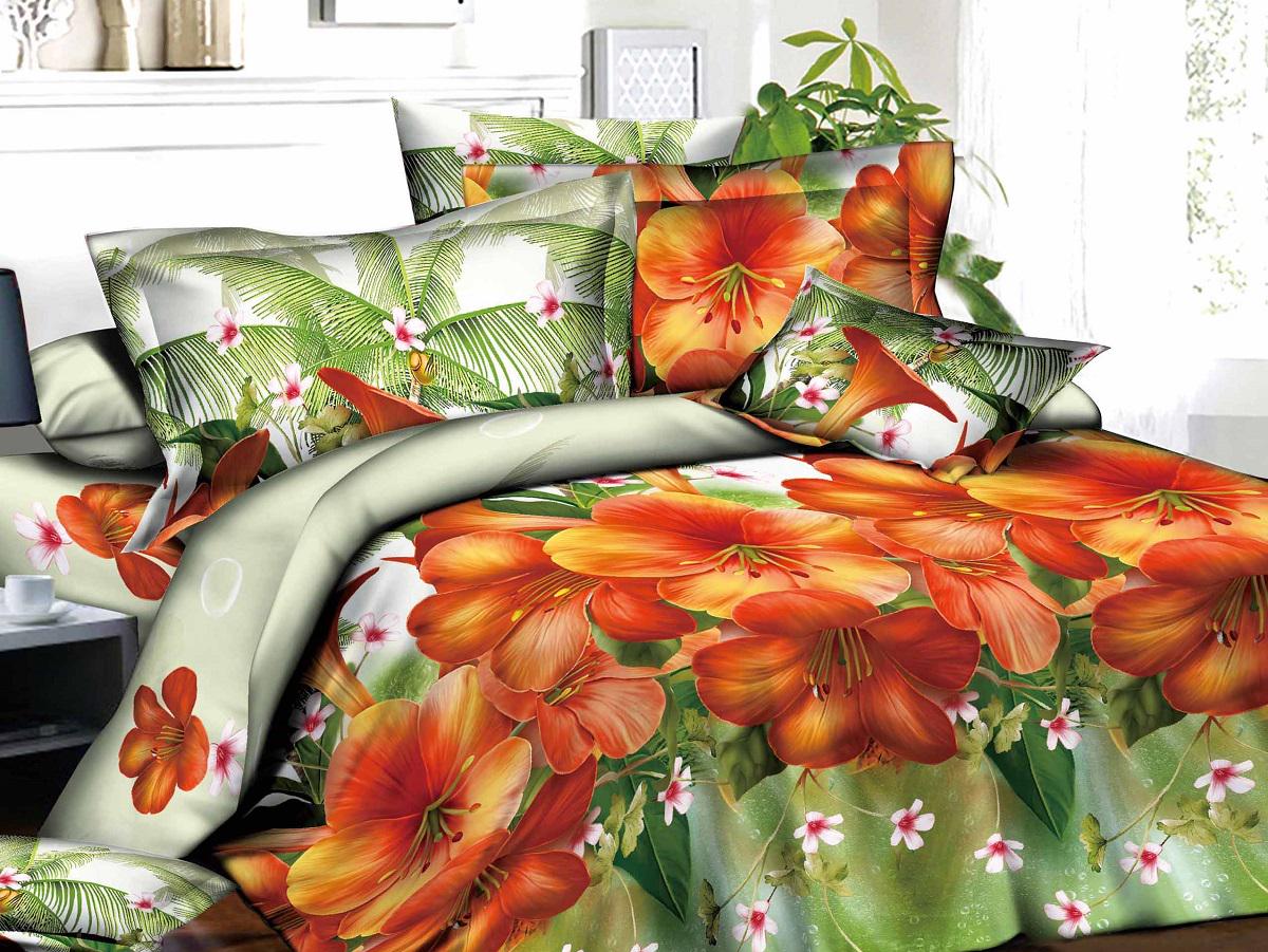 Комплект постельного белья Zastelli 16-83 микросатин евро 200х220 Оранжевый