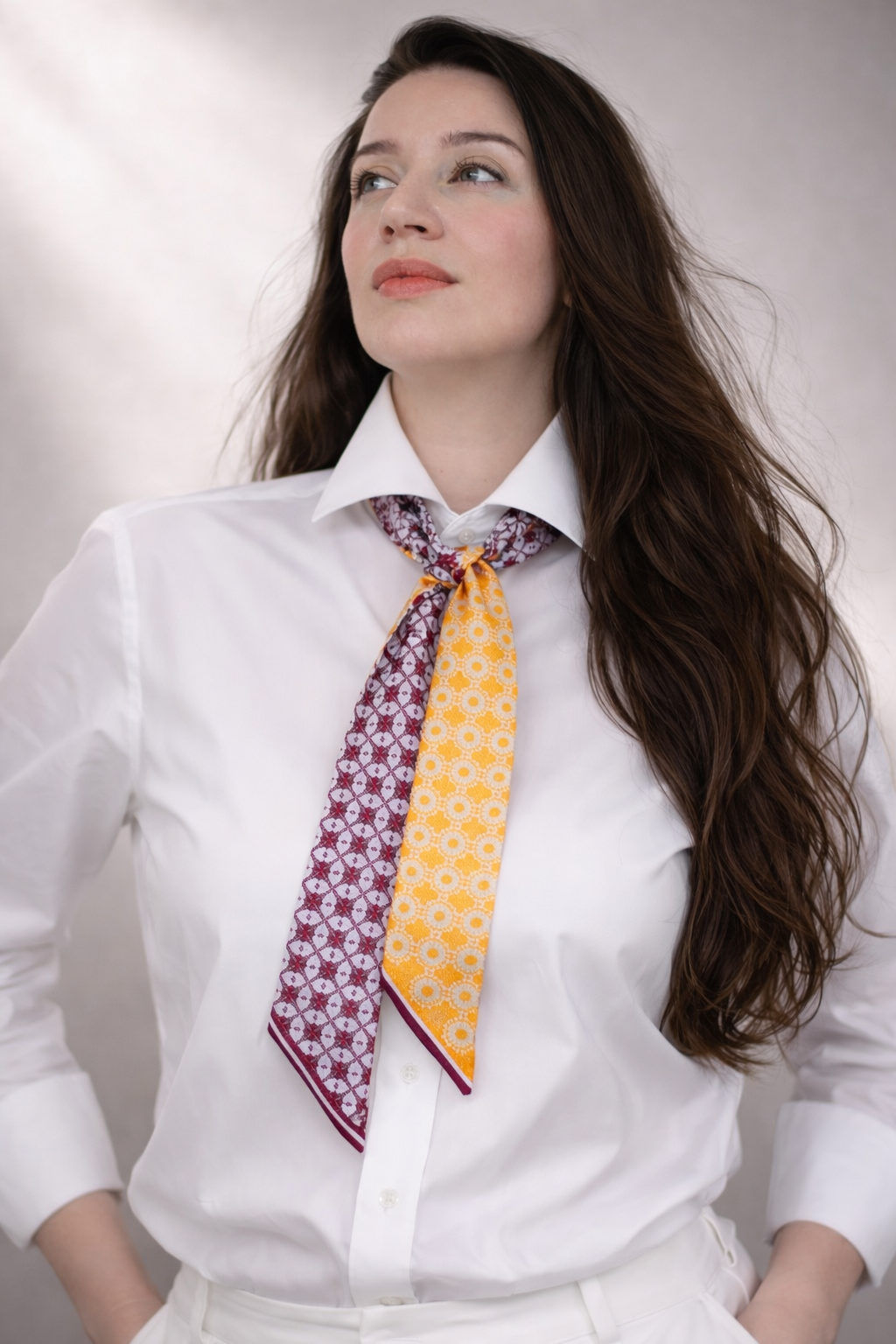 Твилли Liane House Цветок Вдохновение из натурального итальянского шелка твил 5x122 см Оранжево-бордовый