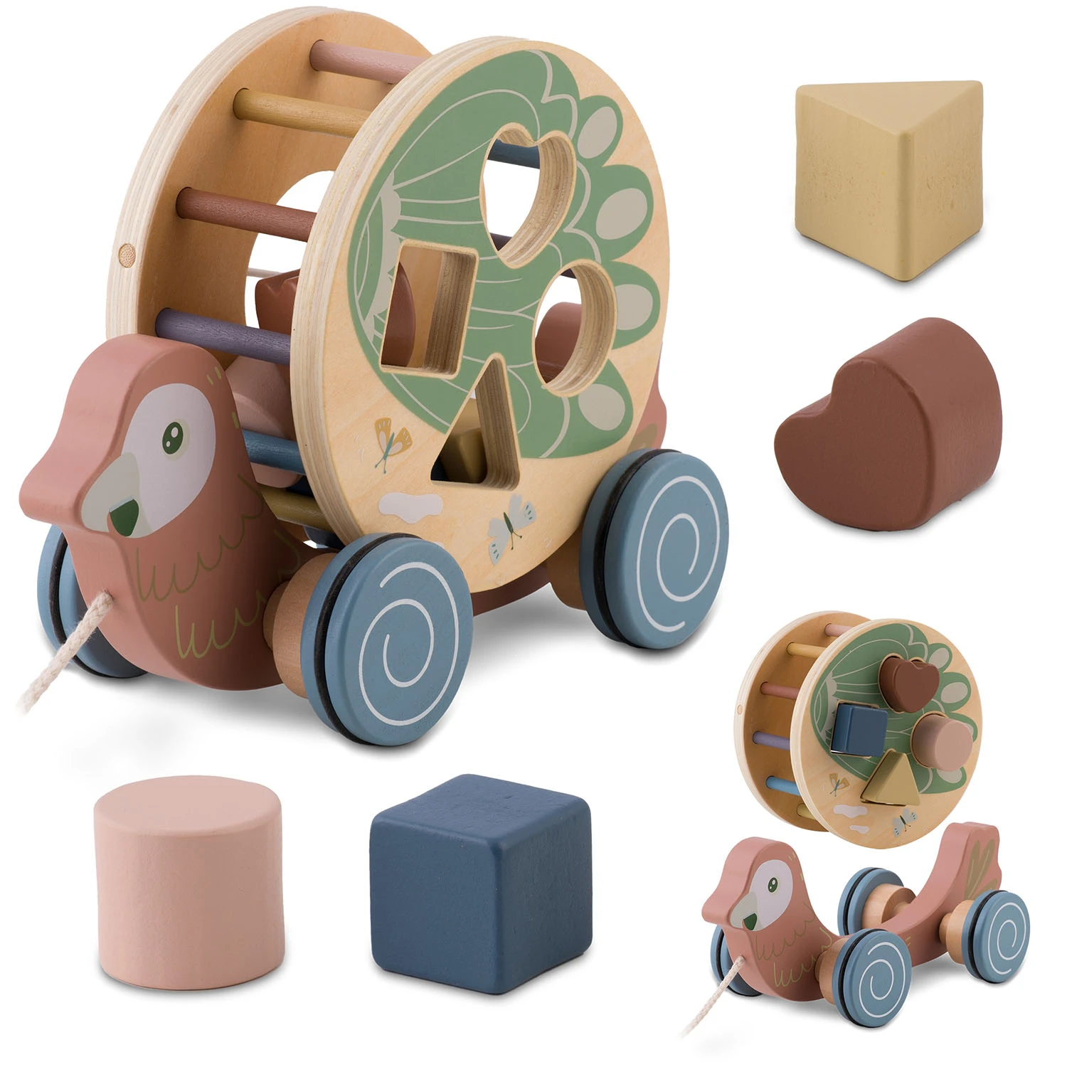 Іграшка-Папуга дерев'яна Nukido NK-854 Тягачка-Сортер (785400)