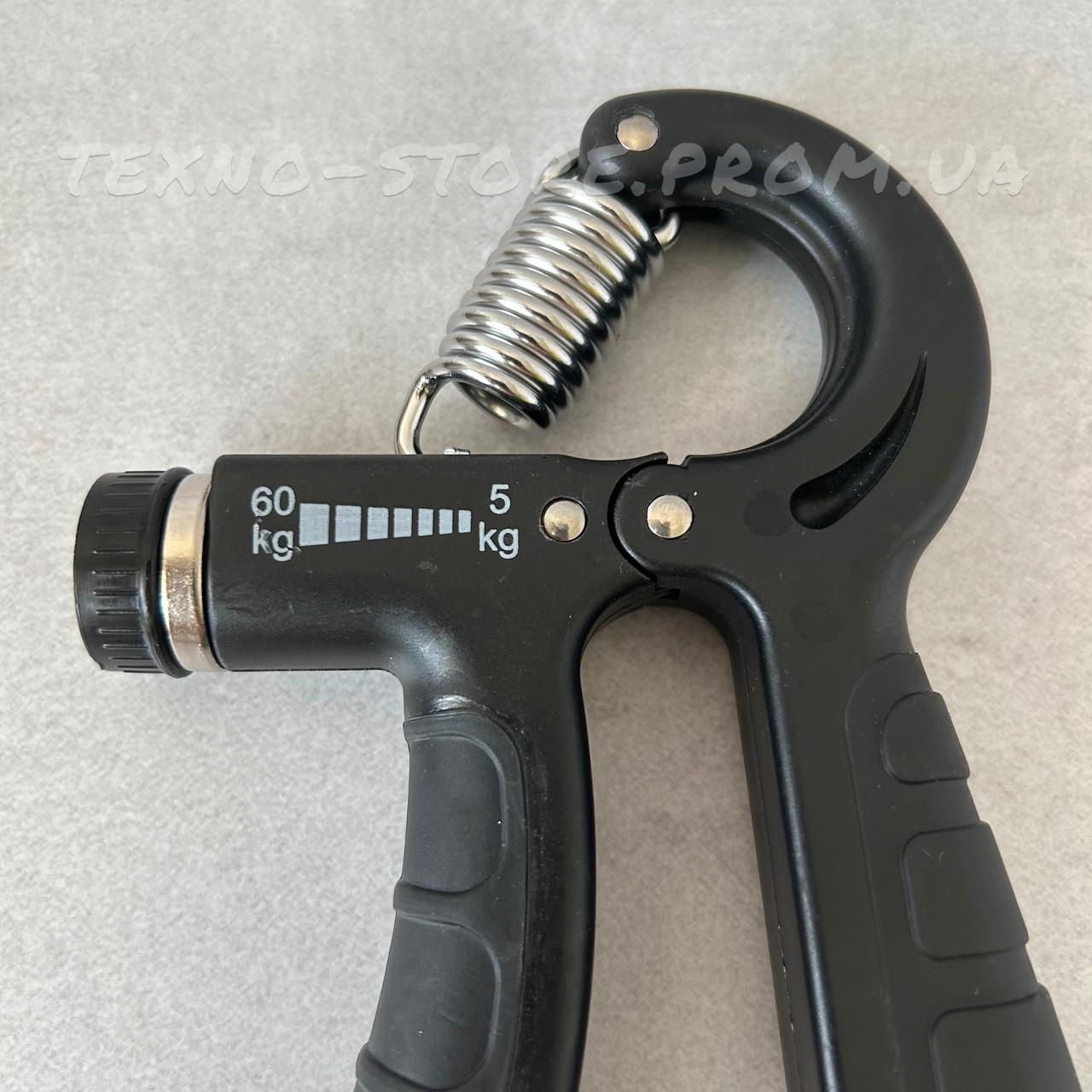 Эспандер кистевой 5-60 кг со счетчиком и регулируемой нагрузкой Черный - фото 3