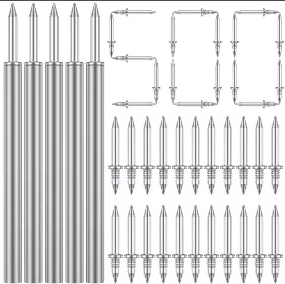 Гвозди двусторонние TACTIX для работы с деревом пластиком ДСП 500 шт. и 5 добойщиков (DHS-500-KIT)