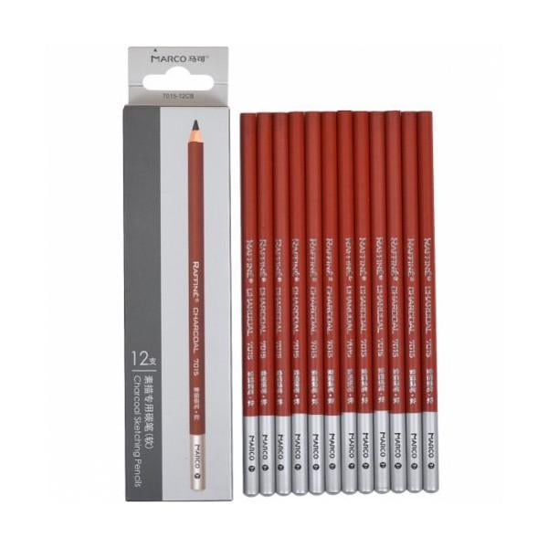 Карандаши угольные Marco Raffine 12 шт. Черный