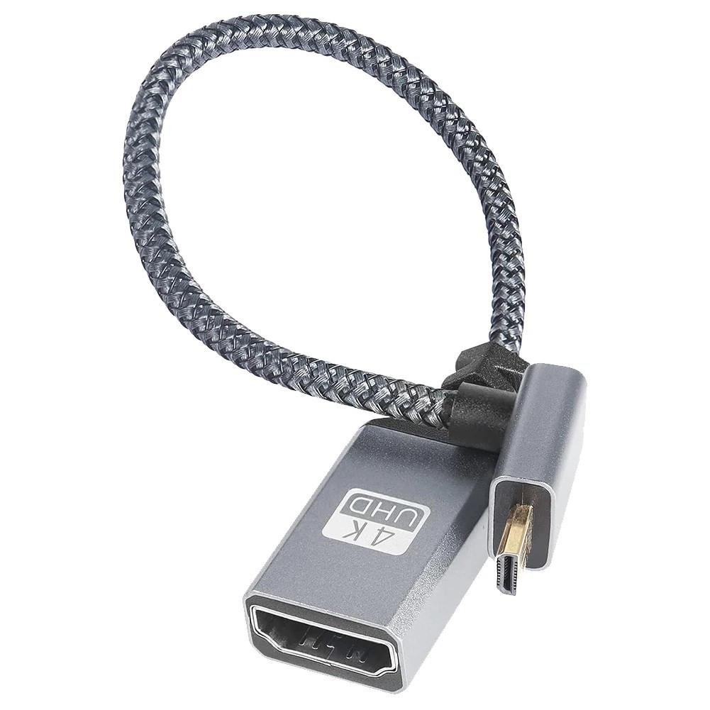 Кабель-перехідник 4К Micro-HDMI-HDMI M/F 60Hz 20 см