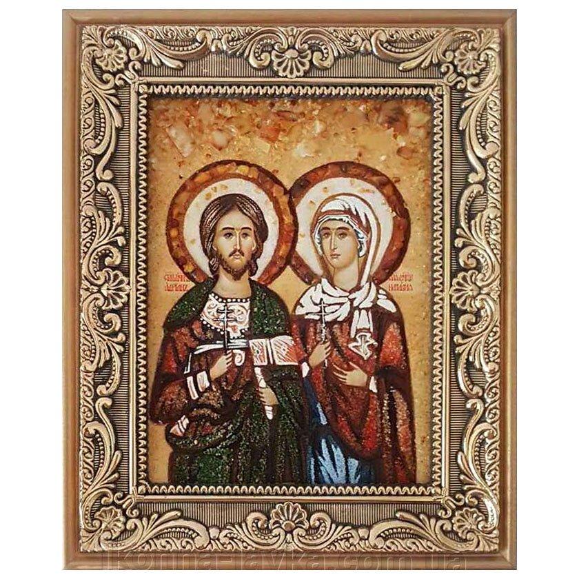 Икона Святые Адриан и Наталия янтарная 40х60 см (М0192-40х60)