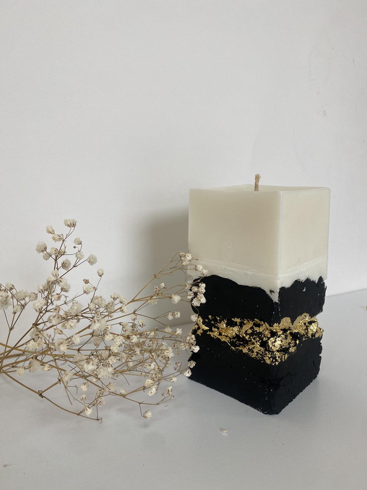 Соевая свеча с бетонным основанием 13,5x7 см Черно-белый (10055992)