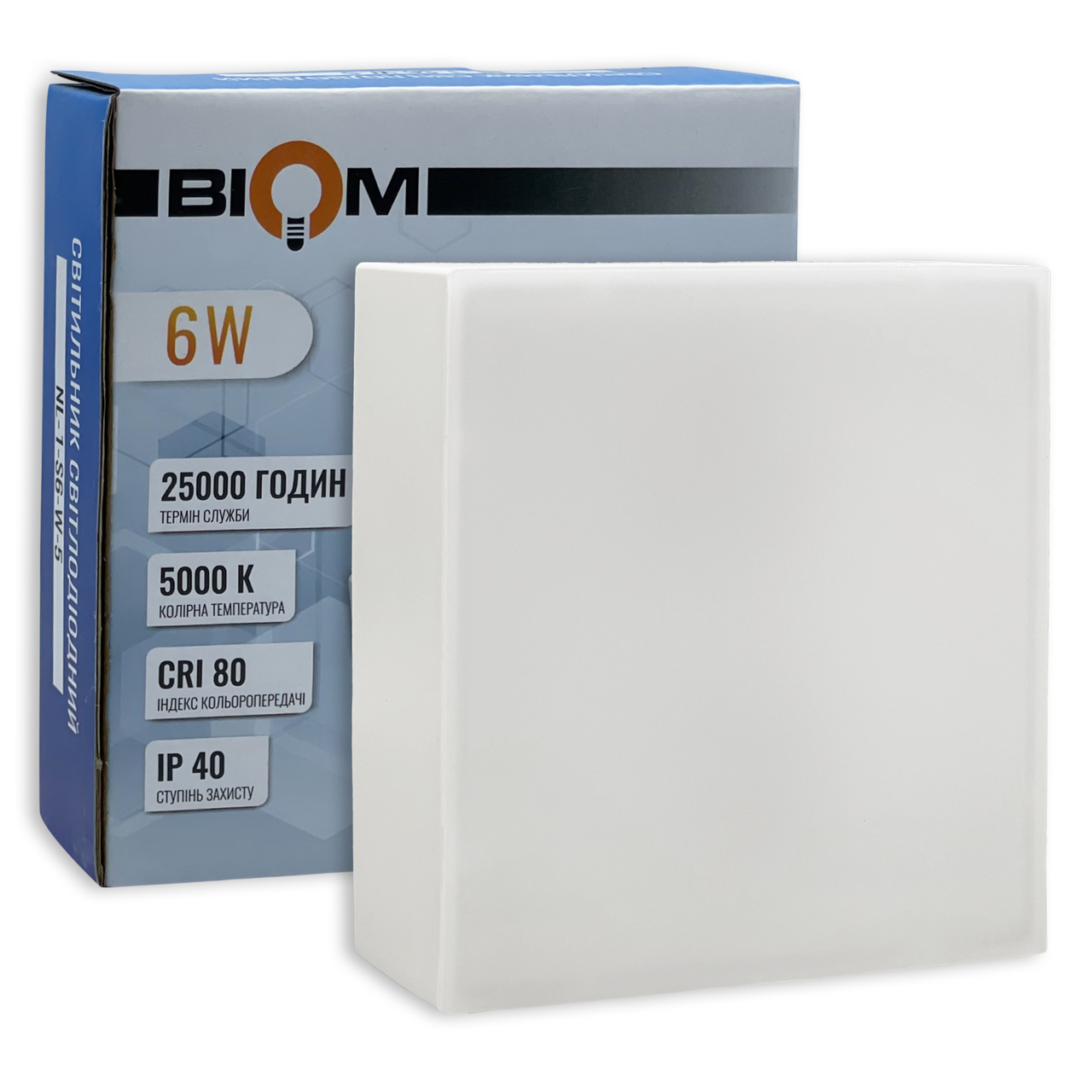Светильник LED накладной Biom 6W NL-1-S6-W-5 5000К IP40 квадрат Белый