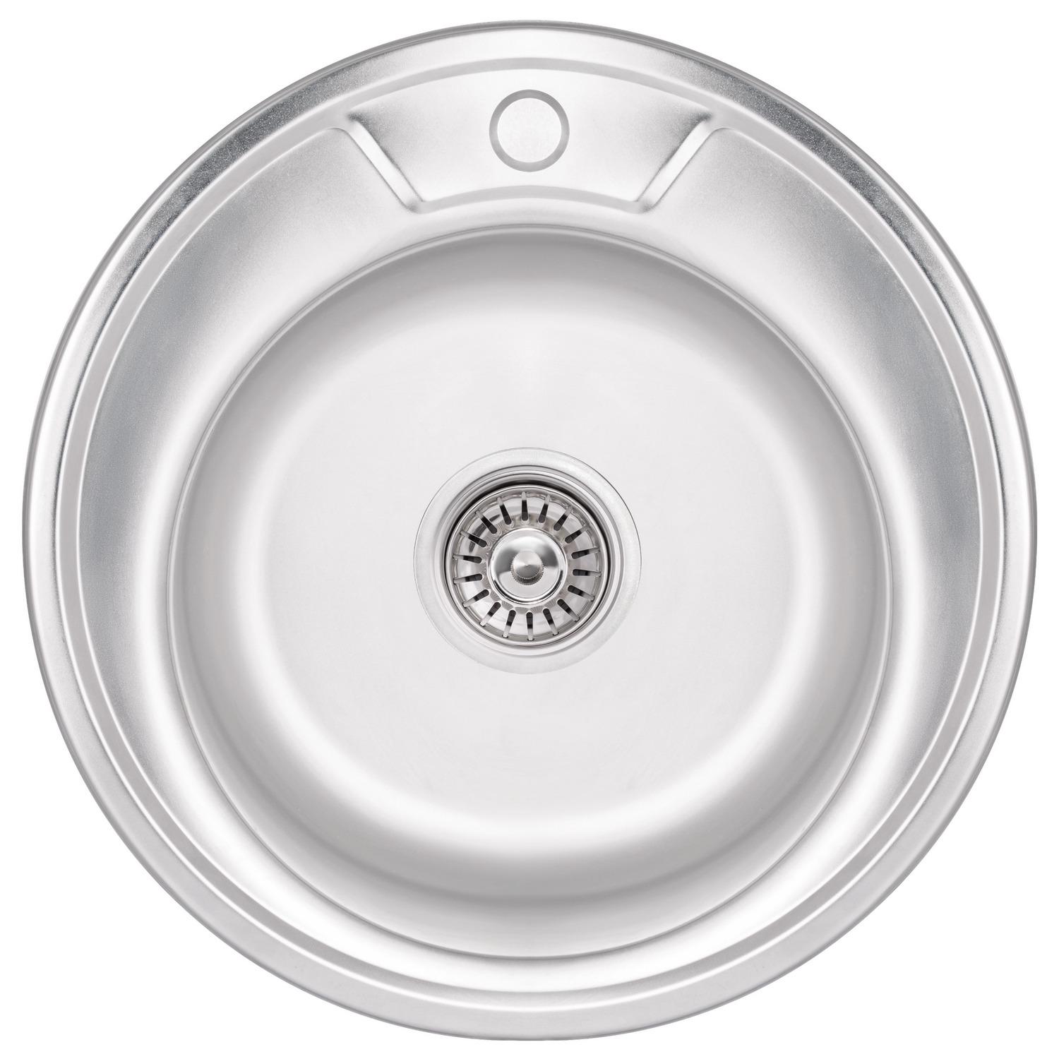 Мийка кухонна Brinex нержавіюча сталь BRIN490SAT06 490x490 мм кругла 0,6 мм (270125)