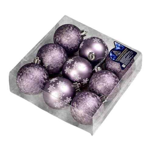 Елочные новогодние шарики Stenson 9592 пластиковые 6 см 9 шт. (581778)