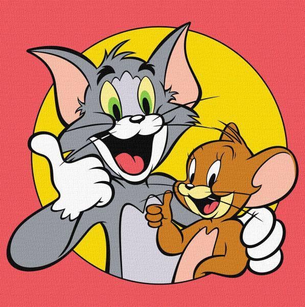 Картина по номерам Ideyka Tom and Jerry: Вместе веселее 25х25 см (Id-KHO1370)