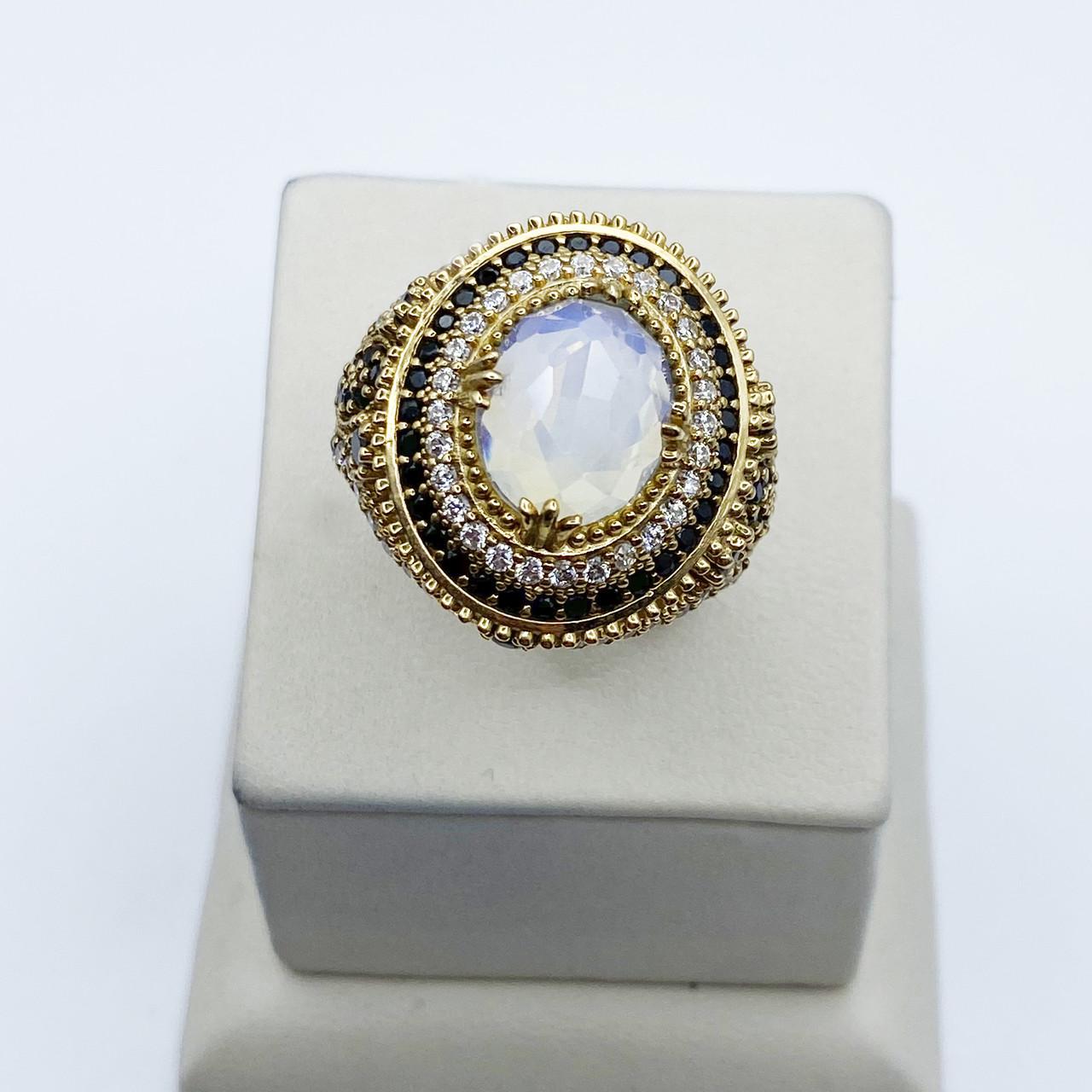 Кольцо серебряное Роксолана с лунным камнем и кубическим цирконием р. 19,5 10,57 г (2054646976)