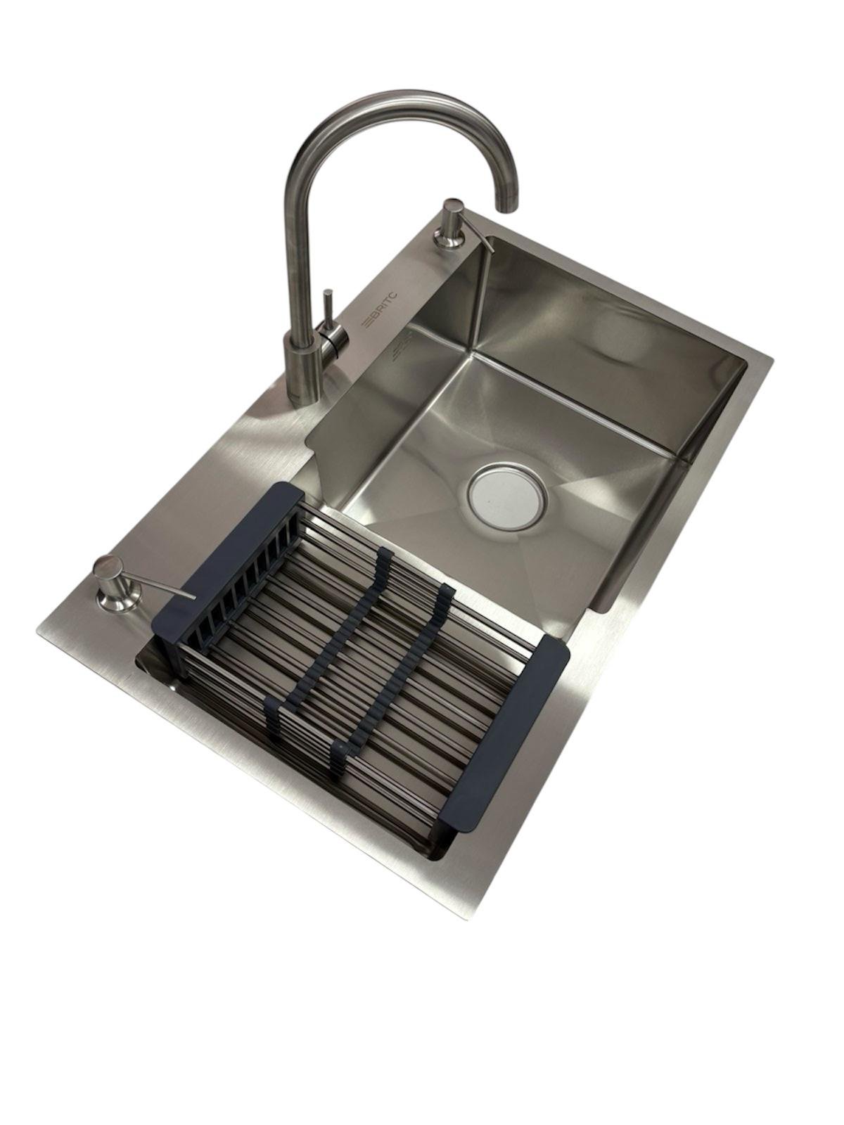 Мойка для кухни правая Britc 7848 RB Серый/смеситель кухонный из нержавеющей стали