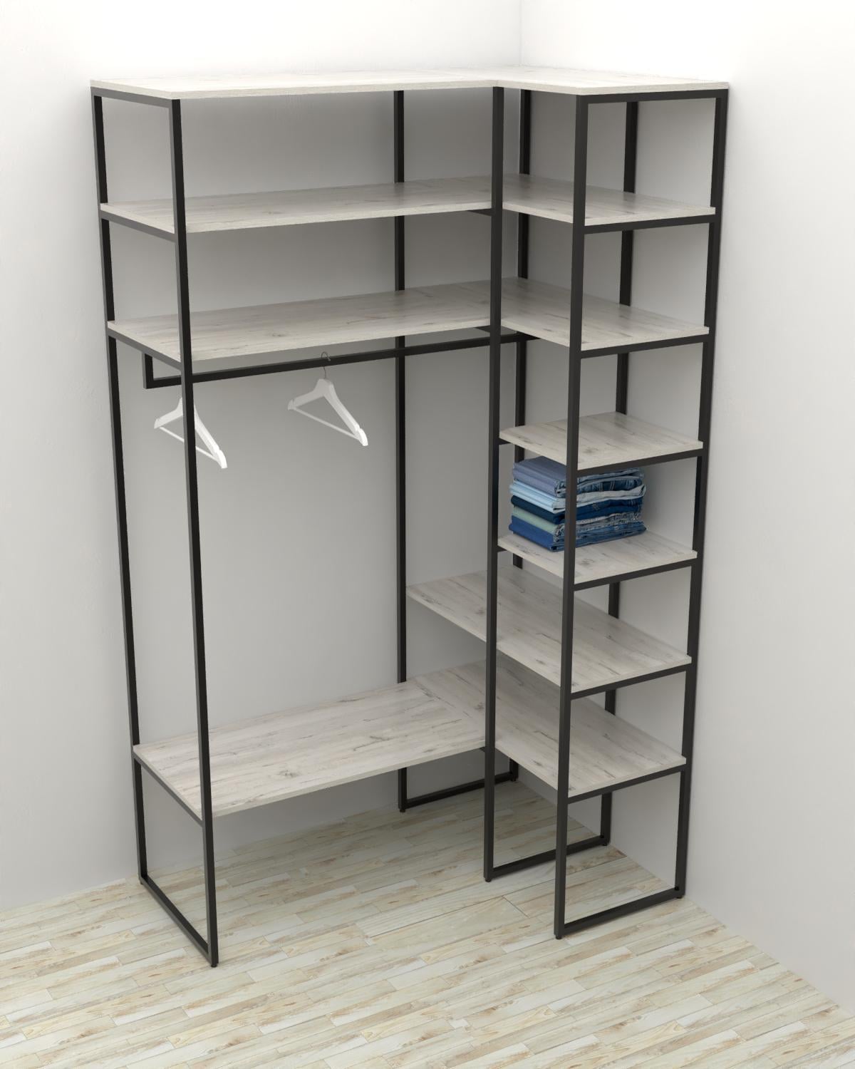 Стеллаж гардеробный EcoLoft Корвей DSP-1457-2 в стиле лофт Дуб Кортона (34712546)