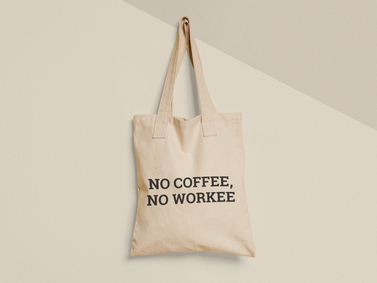 Эко-сумка шоппер с принтом "No coffee no workee" 38х40 см Бежевый (ПН444-Т) Эко-сумка шоппер с принтом "No coffee no workee" 38х40 см Бежевый (ПН444-Т)