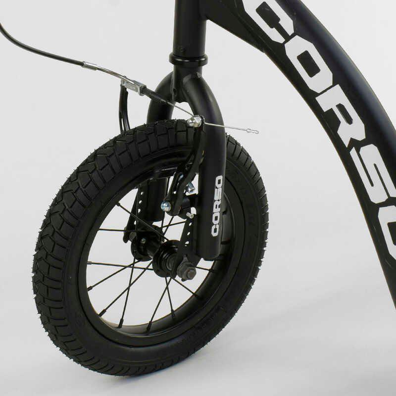 Самокат детский Corso надувные колеса 12" ручной передний тормоз Black (86792) - фото 11 Самокат детский Corso надувные колеса 12" ручной передний тормоз Black (86792) - фото 11